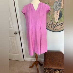 Pink Short Sleeve Dress with pintucks